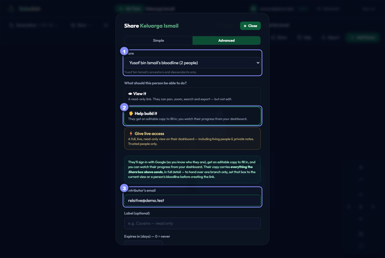 Help build it selected, with the contributor's email filled in