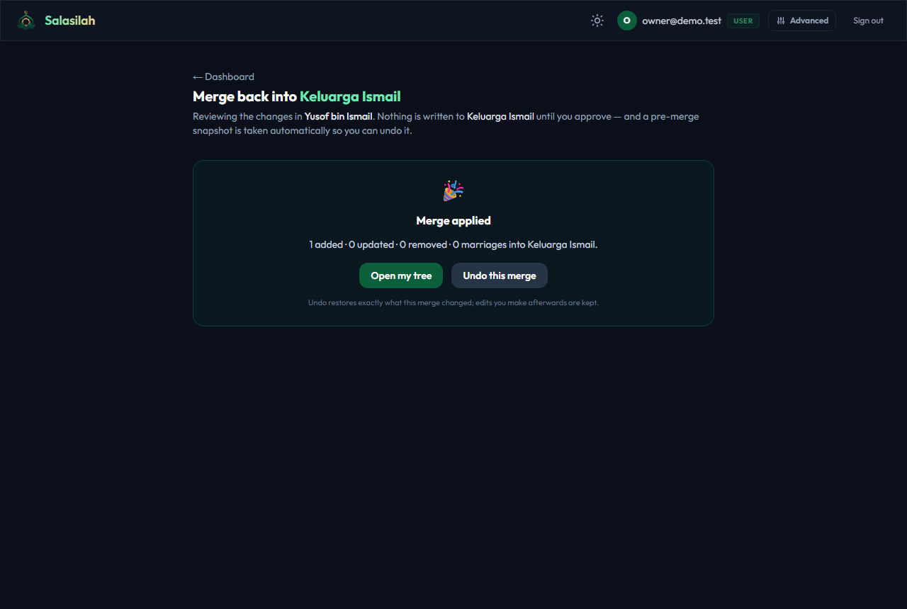 Merge applied confirmation