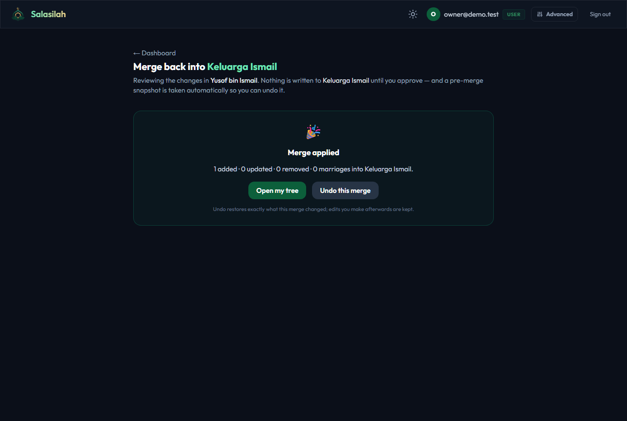 Merge applied confirmation