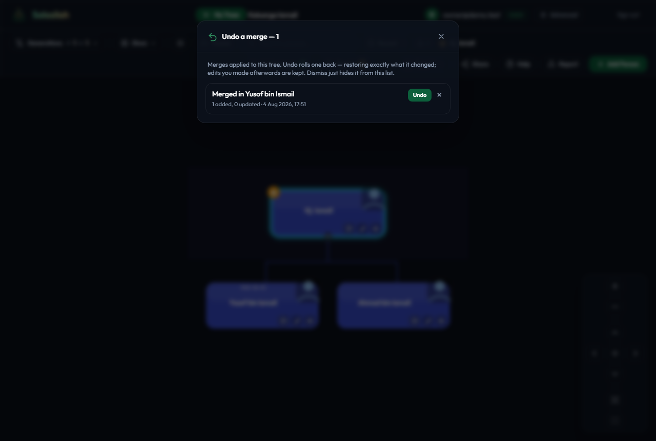 Undo merge list panel
