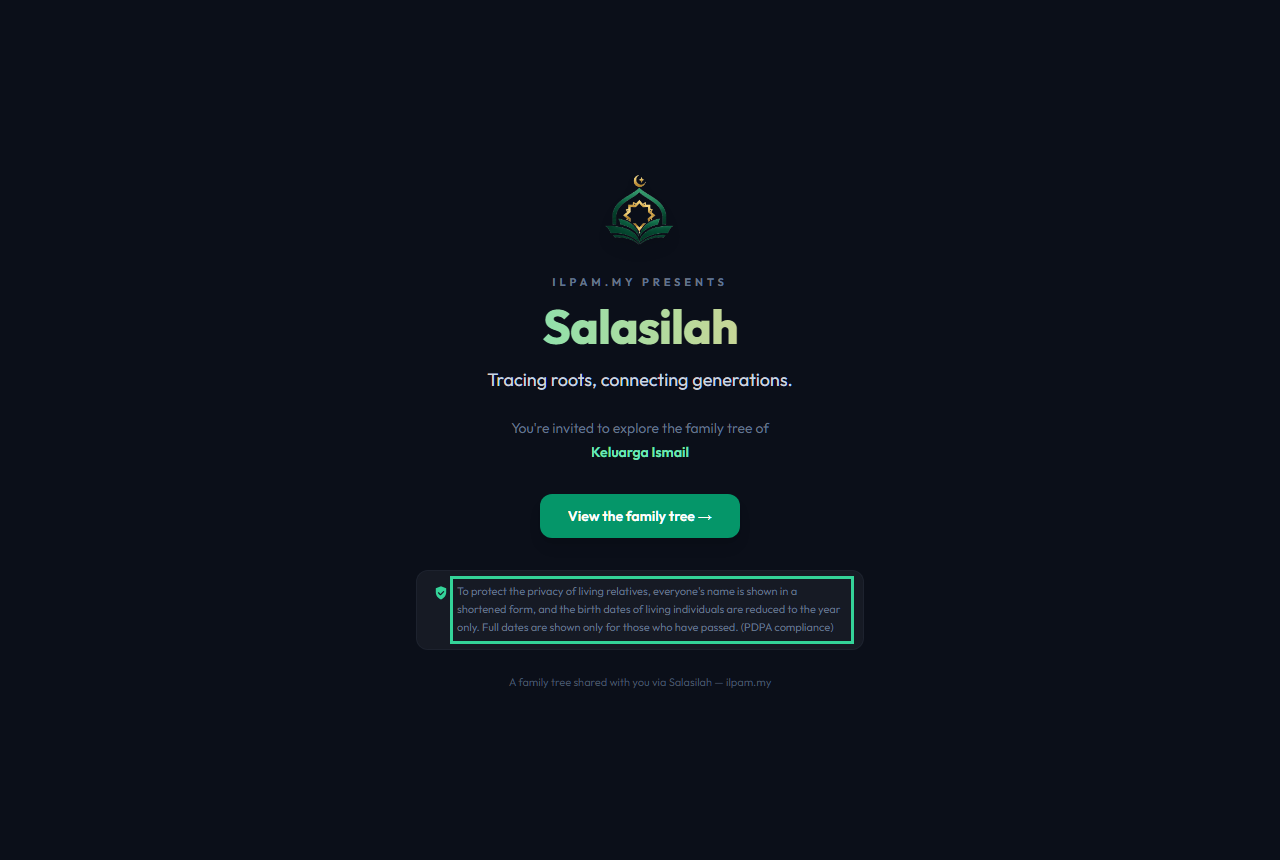 The shared-tree welcome screen