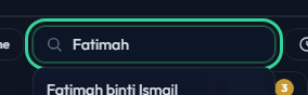 The people search box with a partial name typed