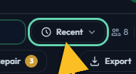 The Recent button in the toolbar