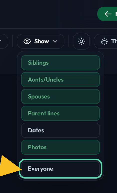 The Everyone toggle at the bottom of the Show menu